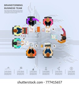 Idea concept for business analysis and brainstorm teamwork, creative innovation, consulting, financial report and project management strategy. Vector illustration.