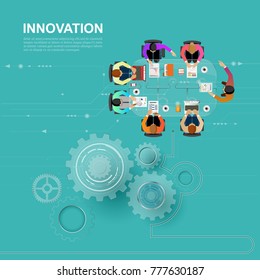 Idea concept for business analysis and brainstorm teamwork, creative innovation, consulting, financial report and project management strategy. Vector illustration.
