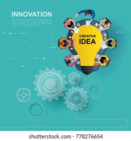 Idea concept for business analysis and brainstorm teamwork, creative innovation, consulting, financial report and project management strategy. Vector illustration.