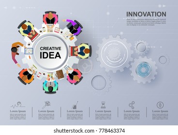 Idea concept for business analysis and brainstorm teamwork, creative innovation, consulting, financial report and project management strategy. Vector illustration.