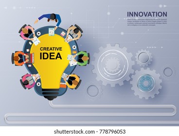 Idea concept for business analysis and brainstorm teamwork, creative innovation, consulting, financial report and project management strategy. Vector illustration.