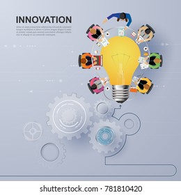 Idea concept for business analysis and brainstorm teamwork, creative innovation, consulting, financial report and project management strategy. Vector illustration.