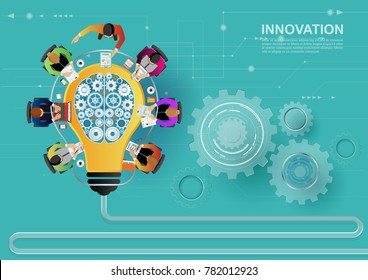 Idea concept for business analysis and brainstorm teamwork, creative innovation, consulting, financial report and project management strategy. Vector illustration.