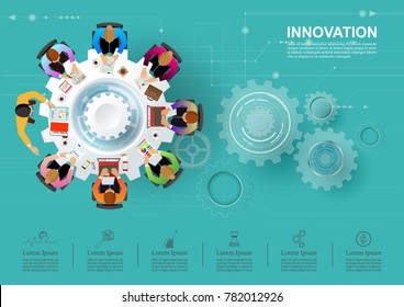 Idea concept for business analysis and brainstorm teamwork, creative innovation, consulting, financial report and project management strategy. Vector illustration.