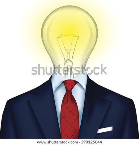 IDEA concept, Business Man with bulb instead of his head, vector