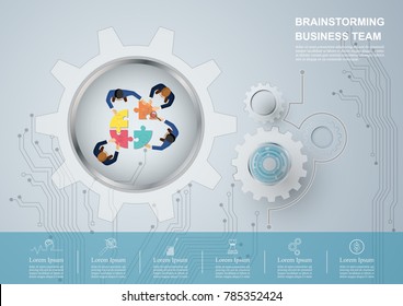 Idea concept for business team driven by backlash,gear and technology background. Vector illustration.
