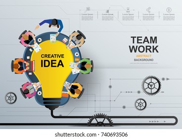 Idea concept for business teamwork, creative innovation, . Vector illustration.