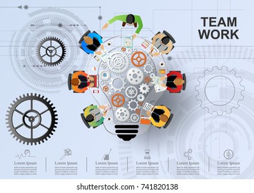 Idea concept for business teamwork, creative innovation, . Vector illustration.