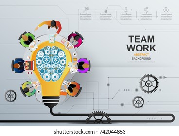 Idea Concept For Business Teamwork, Creative Innovation, . Vector Illustration.