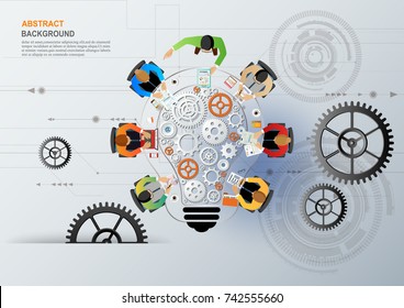 Idea concept for business teamwork, creative innovation, . Vector illustration.