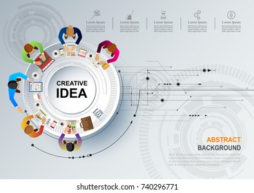 Idea concept for business teamwork and technology background . Vector illustration.