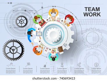 Idea concept for business teamwork and technology background . Vector illustration.