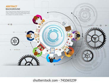 Idea concept for business teamwork and technology background . Vector illustration.