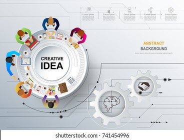 Idea concept for business teamwork and technology background . Vector illustration.