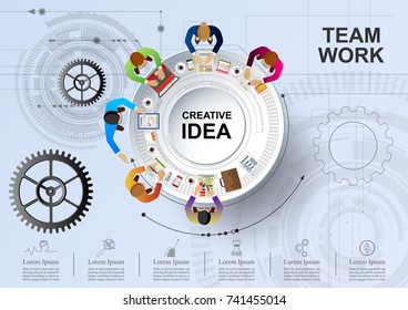 Idea concept for business teamwork and technology background . Vector illustration.