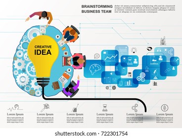 Idea concept for business teamwork.solution and innovation analysis and consulting, project management, financial report and strategy team . vector illustration.