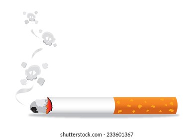 idea concept Cigarette and Smoke Cigarette burns. Illustration on white background