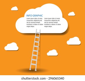 a idea concept with clods and ladder, eps10. Ladder to clouds. Vector minimalistic design competition concept. ladder of success. text box. speech bubble