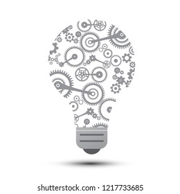 Idea Concept with Cogs inside Bulb