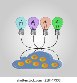 idea concept in a color bulbs 