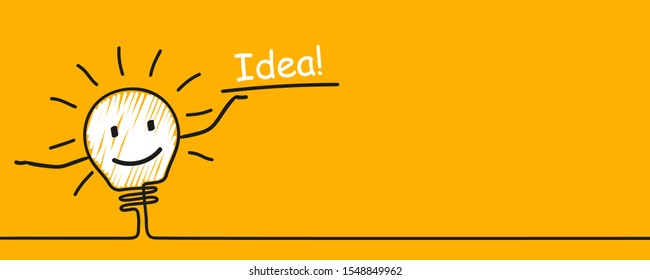 Idea concept, creative funny bulb sign, innovations – vector