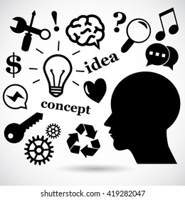 Idea, concept, creativity icon set. Vector art.