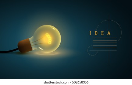 Idea concept design template. Vector illustration of old style light bulb.