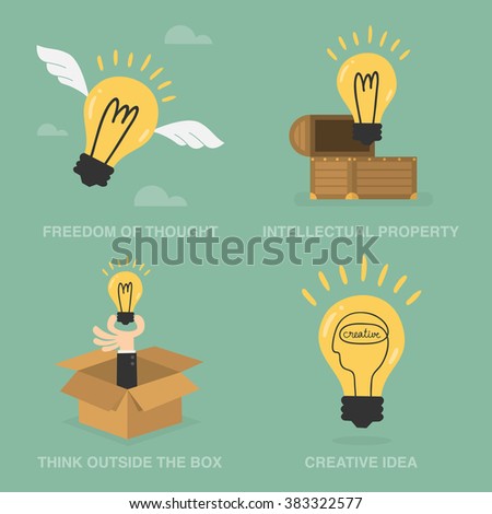 Idea Concept Of Freedom Of Though, Intellectual Property, Think Outside The Box, and Creative Idea. Business Concept Illustration.
