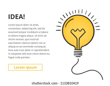 Idea concept with hand drawn bulb and place for your text, vector eps10 illustration