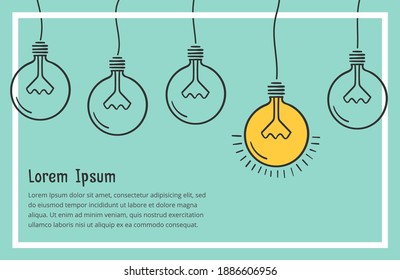 Idea concept with hand drawn bulbs and place for your text, vector eps10 illustration