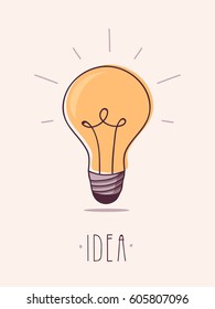 Concepto de la idea. Bombilla Dibujada A Mano. 