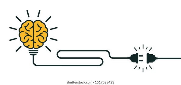 Idea concept, human brain in light bulb, creative bulb sign, innovations - stock vector