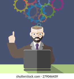idea concept with human head flat style