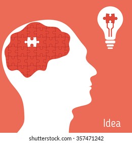 idea concept with human head and puzzle pieces