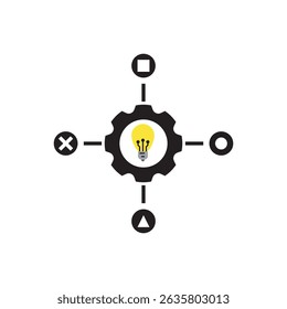 Idea concept icon with a lightbulb and directional elements, representing strategic thinking or innovation planning.