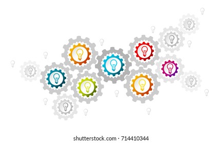 Idea concept illustration with light bulbs and gear