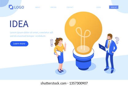 Idea concept image. Can use for web banners, infographics, hero images. Flat isometric vector illustration isolated on white background.
