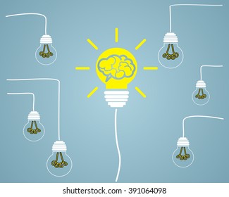 Idea concept - incandescent bulbs on the wires