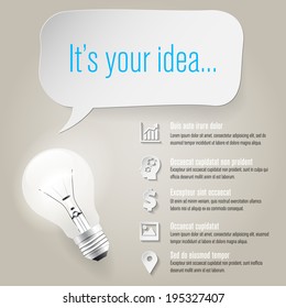 Idea concept - info graphics - paper icons - place for your text. Vector illustration.
