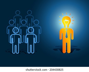 Idea concept, lamp head business human have got an idea 