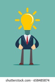 Idea concept, lamp head businessman have got an idea His head full of great light