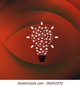 Idea concept , light bulb with gears ,strategy red background.