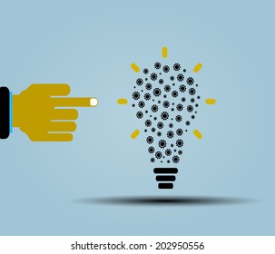 Idea concept , light bulb with gears ,strategy isolated on white background.