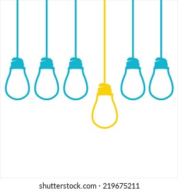 Idea Concept - Light Bulb Hanging From The Ceiling