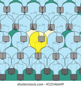 Idea concept with light bulb, illustration vector