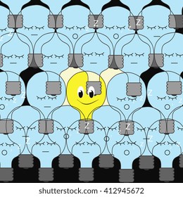 Idea concept with light bulb, illustration vector