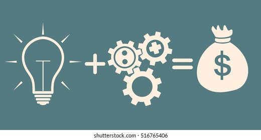 idea concept. light bulb+gears=money