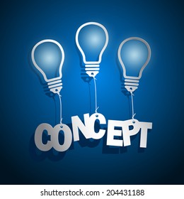 idea concept with light bulbs on blue background