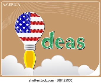 Idea concept  made from the flag of America, conceptual vector illustration