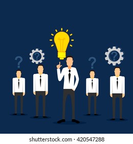 Idea concept with man and lightbulb. Symbol of having an idea with businessman.